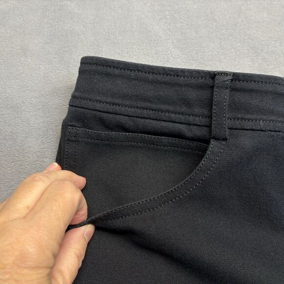 St. John Caviar Womens Pants Size 16 Wide Leg Black Flat Front Pockets Stretch - Picture 2 of 8